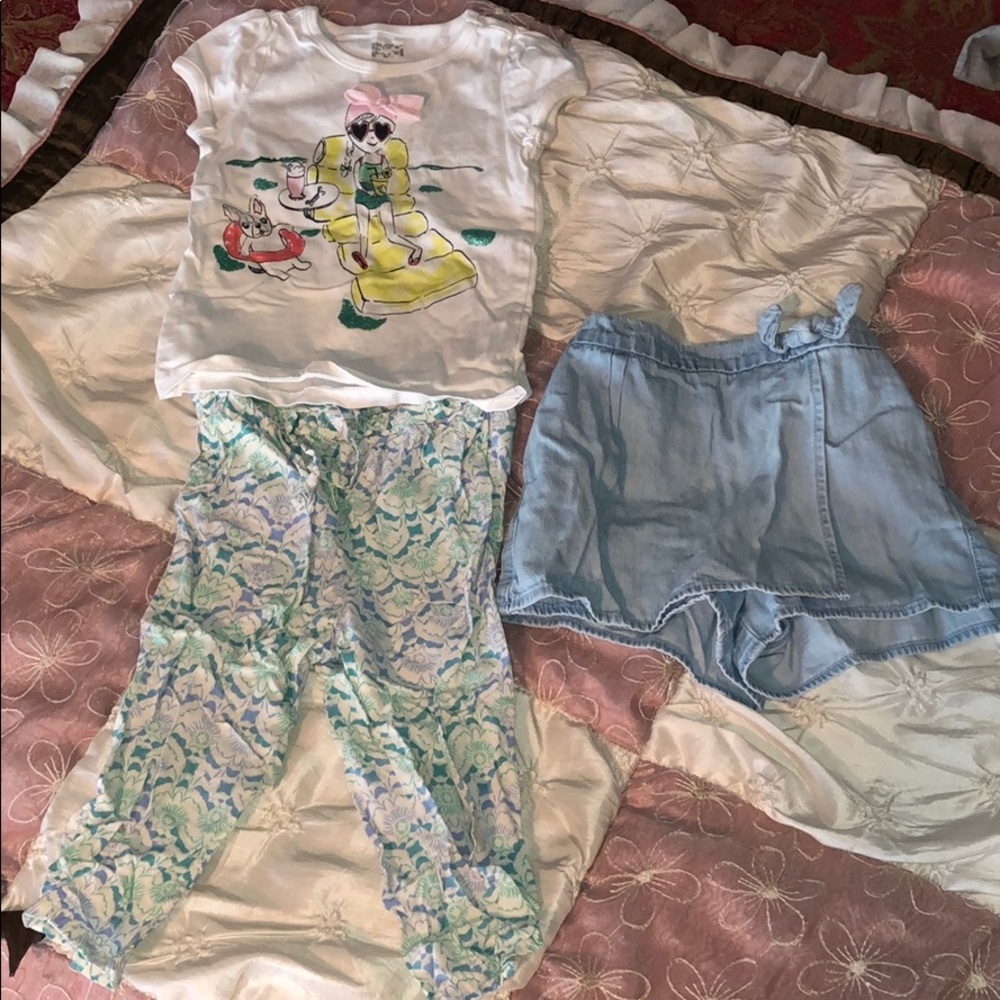 Gap pants and skirt with crazy eight T-shirt as 2t